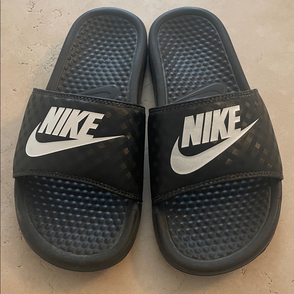 Nike Black and White Slide Sandals